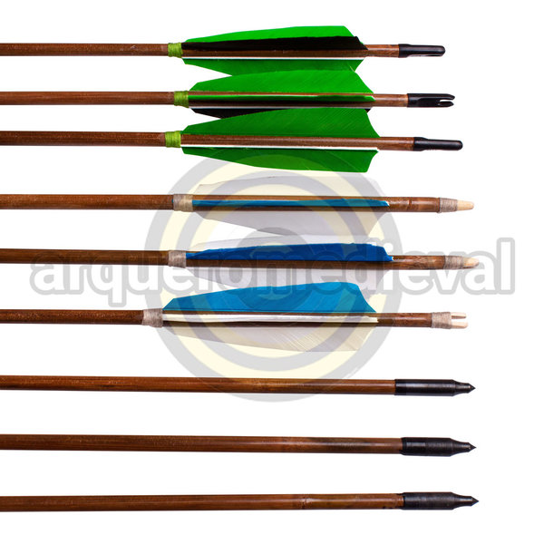 6x Flecha Bambu 34in 5/16 SPINE 35-45 Nock Wood