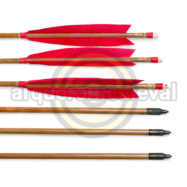 12x Flechas de bambú estilo Kyudo 84 cm 5/16 Nock Madera
